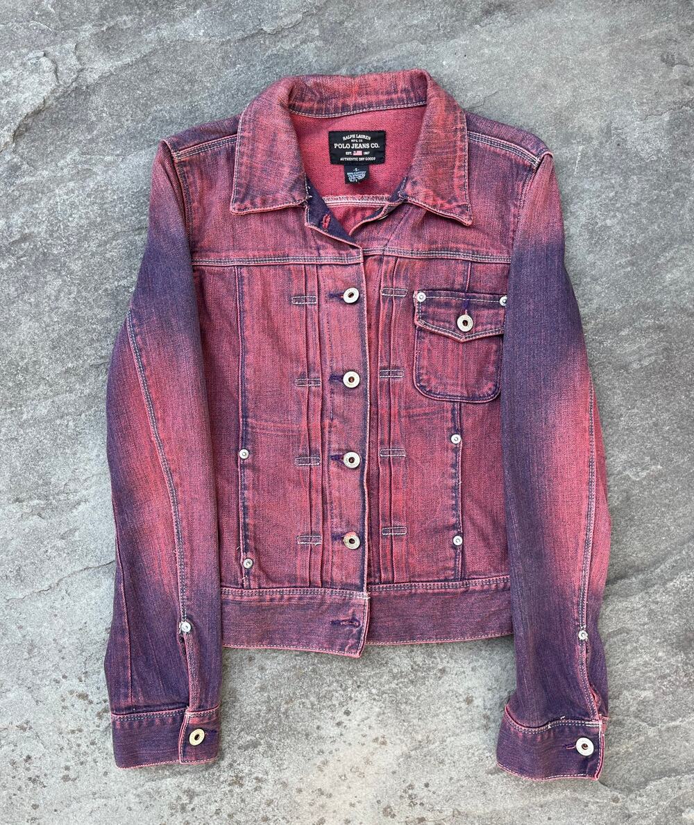 Vintage Polo Jeans Co Acid Red Wash Kaitline Denim Jacket Small S 🩸